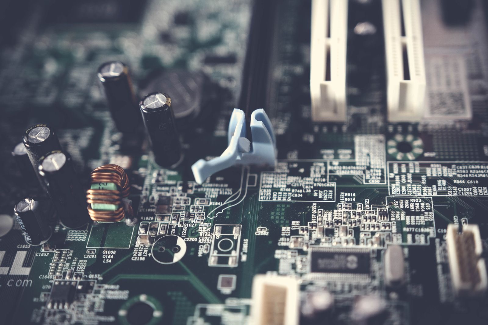 Close-up of electronic components on a circuit board